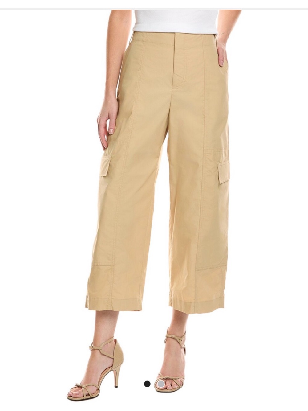 A.L.C. High-Rise Cropped Cargo Pants in Beige.